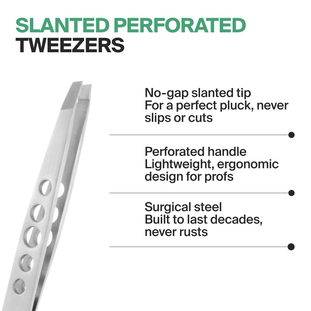 GERMANIKURE Perforated Slanted Tweezers FINOX German Steel - GERmanikure Official Imagery - 3