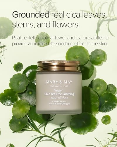 Mary&May Vegan Cica Tea Tree Wash-Off Clay Mask, 4.23 oz - Product Imagery