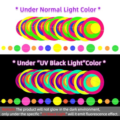120feet Round Dot UV Neon Garland Hanging Paper Glow in The Dark - Product Imagery