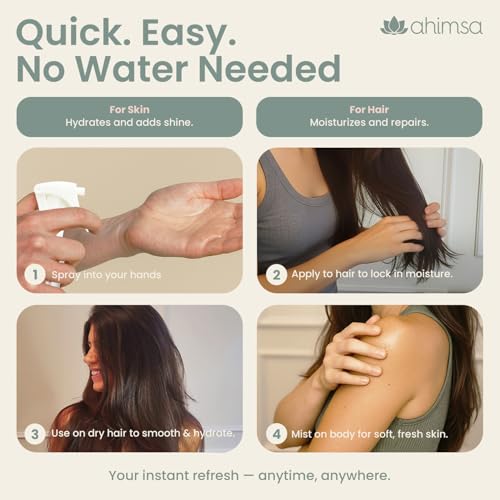 Ahimsa Hair & Body Oil Mist Spray, Lightweight Hair Perfume for - Product Imagery