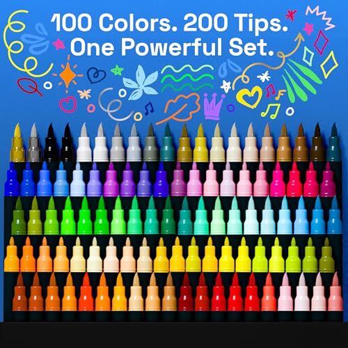 ARTISTRO 100 Acrylic Dual-Tip Glass Marker Pens for Wine Glasses - Product Imagery