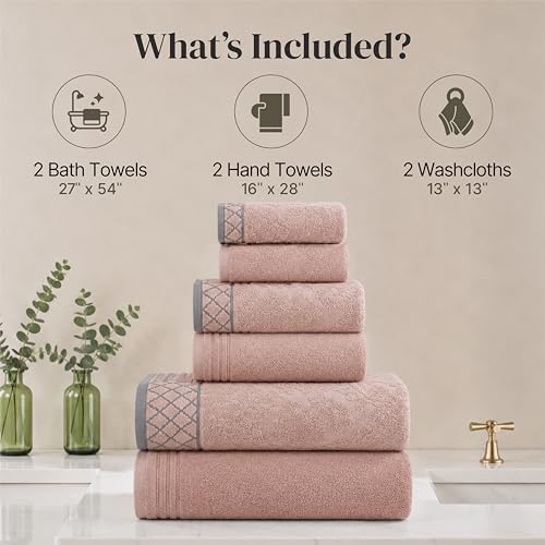 Modern Threads 6 Piece Bath Towel Set – Bathroom Towel Set with - Product Imagery