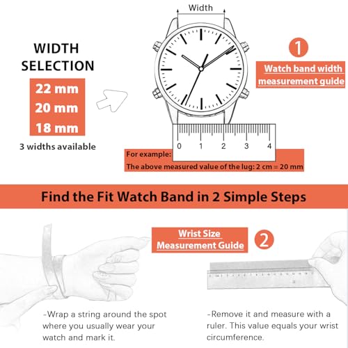 Heartkent 18mm 20mm 22mm Expansion Watch Bands,Stainless Steel - Product Imagery