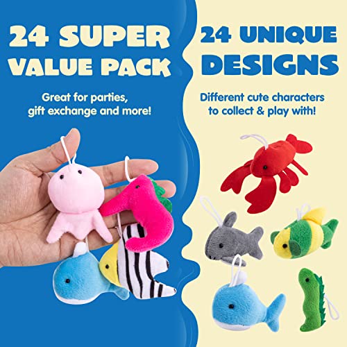 JOYIN 24 Pcs Mini Sea Animal Plush Toys (24 Units 2"-3"), - Product Imagery