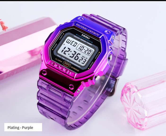 Gosasa Unisex Square Transparent Digital Watch with Chronograph - Product Imagery