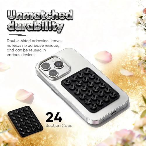 Black OCTO-BUDYY Double Sided Silicone Suction Phone Case Mount, - Product Imagery