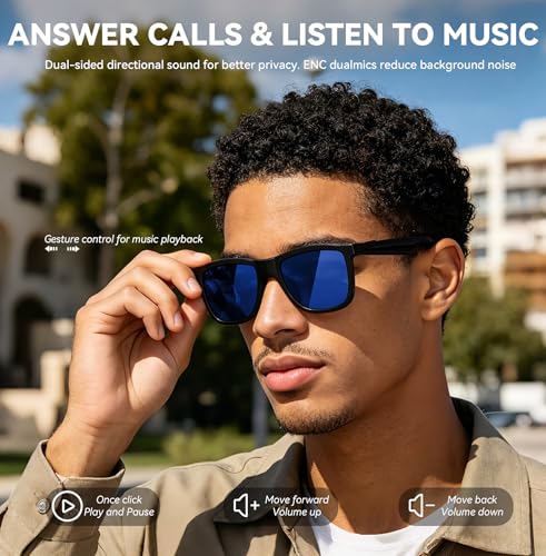 AI Smart Glasses with Electrochromic Lenses, Open Ear Music& - Product Imagery