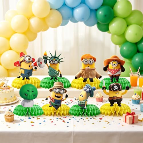 for Minions Birthday Party Supplies, 8Pcs Honeycomb Centerpieces - Product Imagery