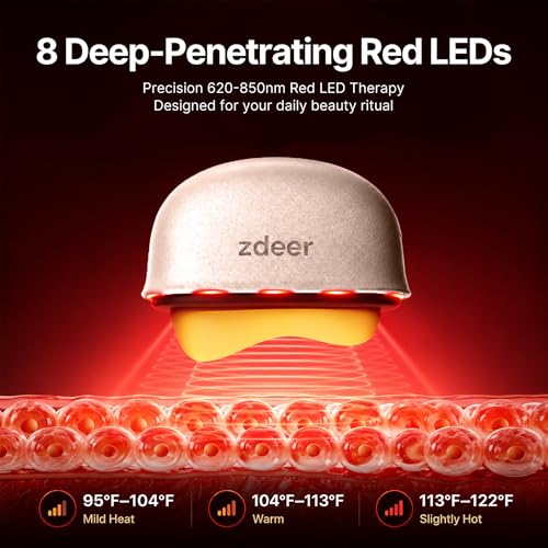 GS5 Electric Heated Gua Sha Tool, Red Light Face Massager, Pink - Product Imagery