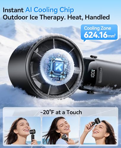 Handheld Portable Turbo Fan with Ice Cooler, Powerful 21000 RPM, - Product Imagery