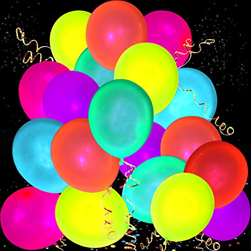 110 Pack Colored UV Neon Glow Balloons Neon Glow Party - Product Imagery