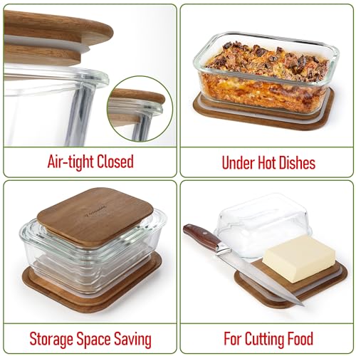 Glass Container Set with Acacia Lids - Product Imagery