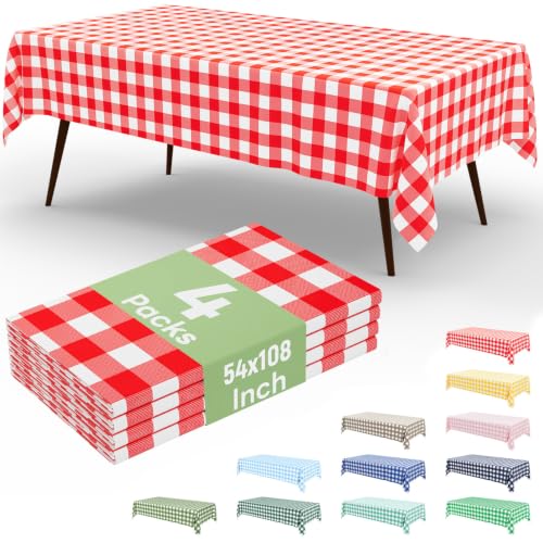 4 Packs Buffalo Disposable Table Cloth, 54 x 108 Inch Waterproof - Product Imagery