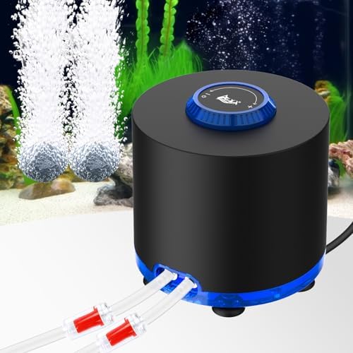 AQQA aquarium air pump, 3W quiet fish tank air pump with a tubular design for aeration and oxygenation in fish tanks