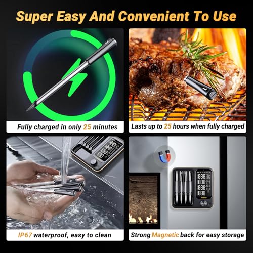 Wireless Meat Thermometer with 4 Probes, INKBIRD WiFi Meat - Product Imagery