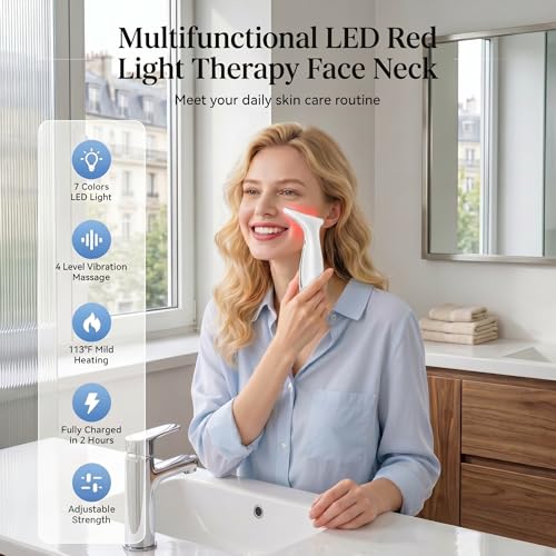 7-Color LED Red Light Therapy for Face & Neck Massager | - Product Imagery