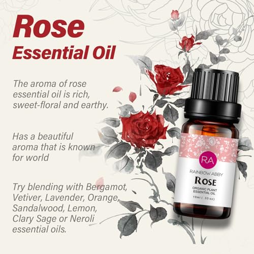 Rose Essential Oil Pure Organic Rose Oil for Diffuser, Perfume, - Product Imagery