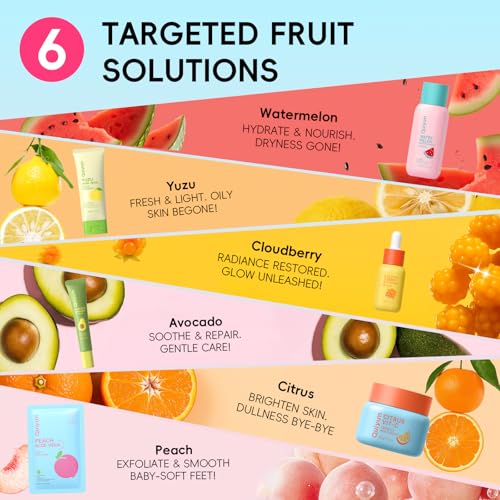 Fruit Skincare Gift Set - 10-in-1 Glow Routine + Cute Accessories - Product Imagery
