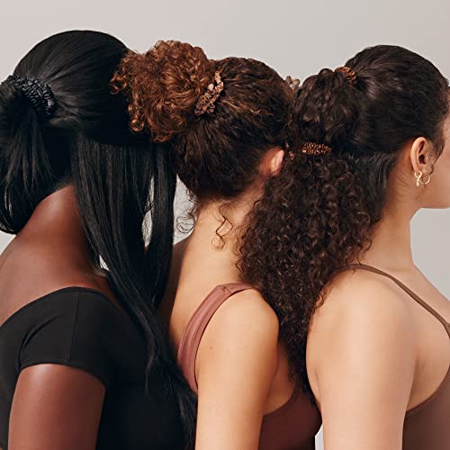 Slip Silk Hair Ties, Black Skinny Scrunchies, Set of 4 | - Product Imagery