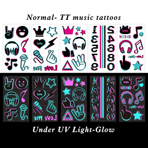 Konsait 10 Sheets Glow in the Dark Tattoos for Kids Adults - - Product Imagery