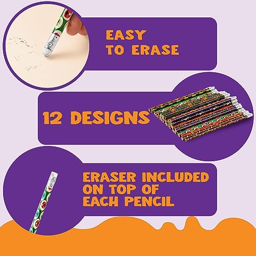JOYIN 48PCS Halloween Pencils Bulk with Eraser, Colorful Fall - Product Imagery
