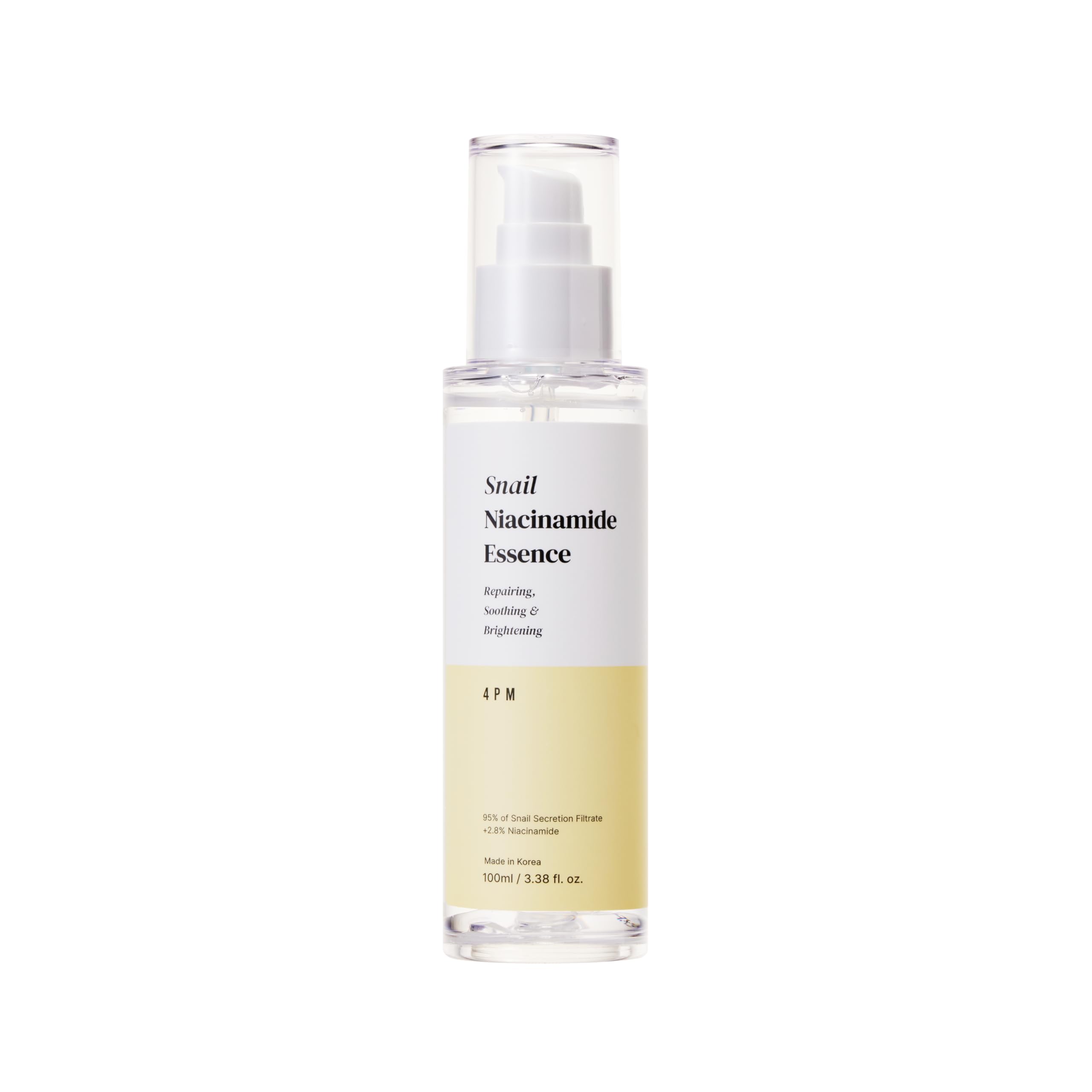 4PM Snail Niacinamide Essence (3.38 fl. oz), Snail Secretion - Product Imagery