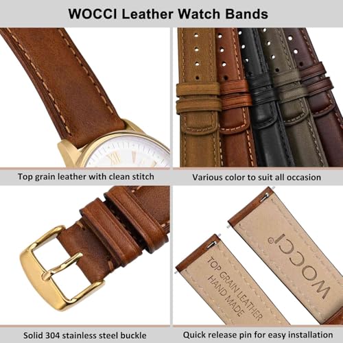 WOCCI Quick Release Watch Band, Distressed Genuine Leather, - Product Imagery