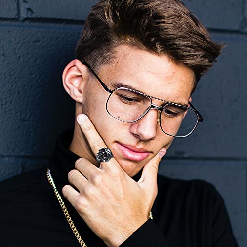JewelryWe Men Women Finger Watch Punk Skull Flip-Open Cover - Product Imagery