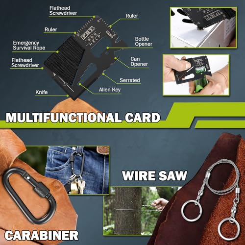 Survival Kit 17 in 1, Survival Gear and Supplies for Adult Teen - Product Imagery
