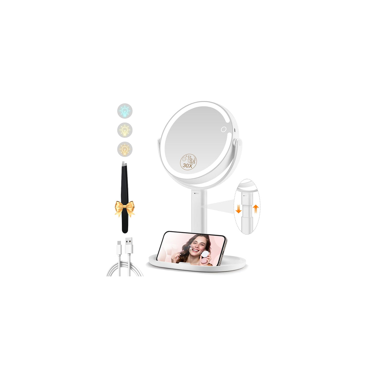 Makeup Mirror with Lights 30X Magnifying Mirrors Height - MOMOKUBA Official Imagery - 1
