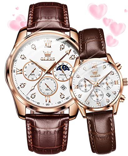 OLEVS Valentines Couple Pair Watches His and Her Couple Set - Product Imagery
