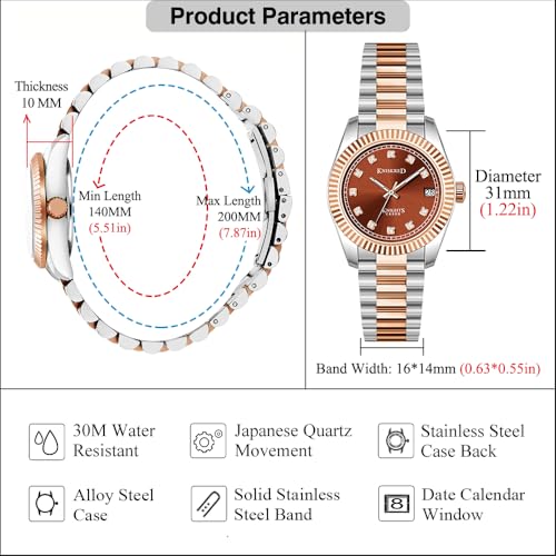 Classic Dress Watch for Women Crystal Accented Dial - Product Imagery