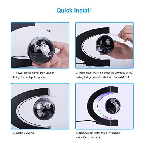 Magnetic Levitating Globe with LED Light | Cool Tech Gift for - Product Imagery