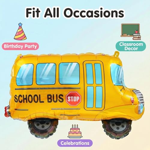 School Bus Balloons, 4 PCS Back to School Balloons with Large - Product Imagery
