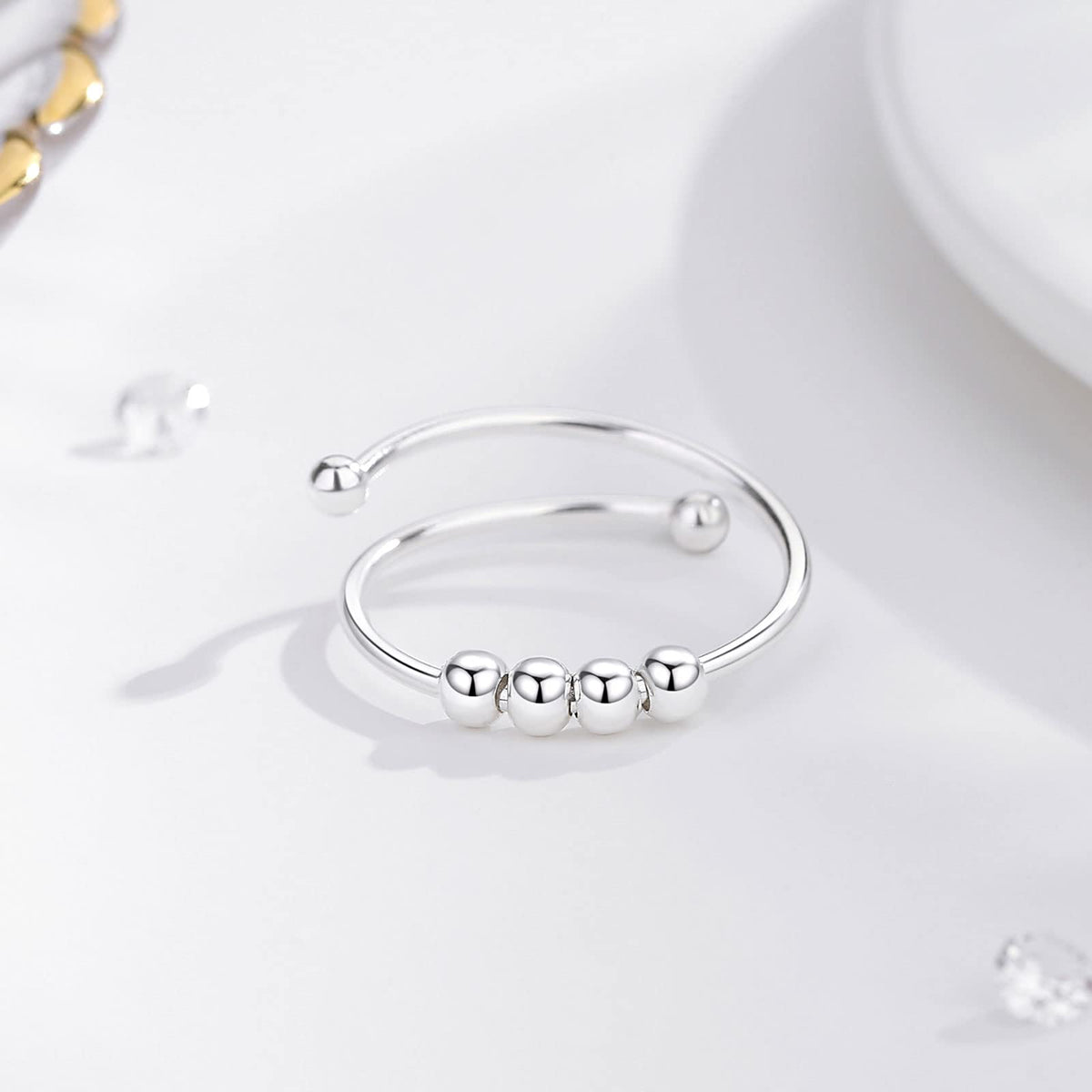 Vito 925 Sterling Silver Fidget Anxiety Open Ring for Women - Vito Official Imagery - 4
