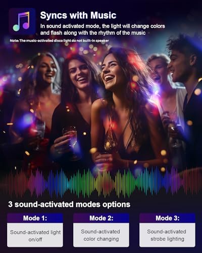 2-Pack Sound Activated Party Lights with Remote, Disco Ball - Product Imagery