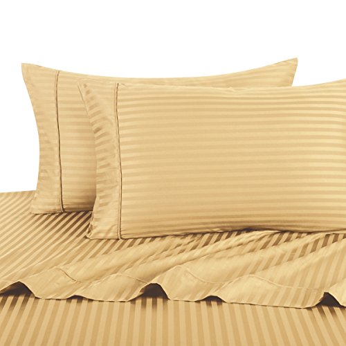 Royal Hotel Striped Gold 300-Thread-Count 4pc Full Bed Sheet Set - Product Imagery