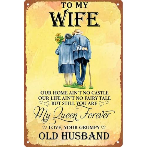 To My Wife My Queen Forever Vintage Aluminum Metal Sign, 8X12In, - Product Imagery