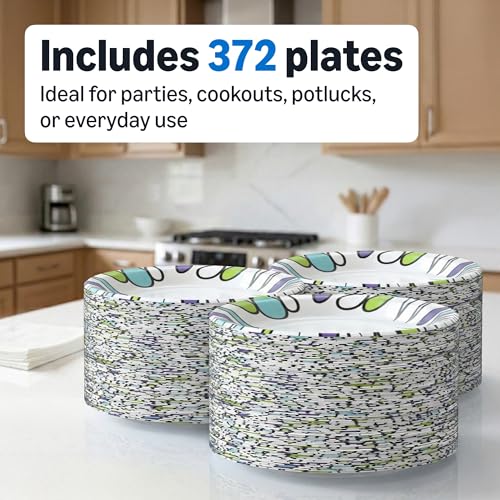 Amazon Basics Ultra Paper Plates, 10 Inch, Disposable, 372 Count - Product Imagery