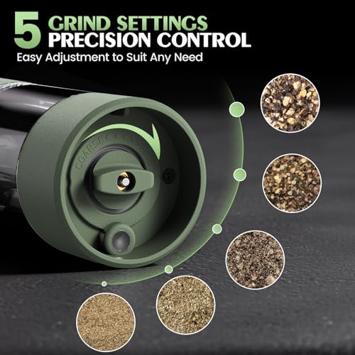 Salt and Pepper Grinder Set Mom Gifts, Electric Automatic Green - Product Imagery