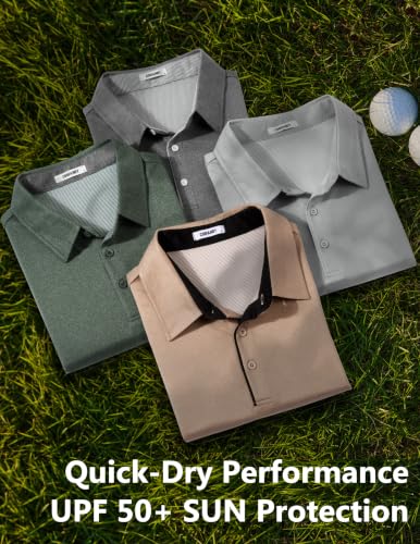COOFANDY Men's Long Sleeve Polo Shirt Collared Performance Golf - Product Imagery