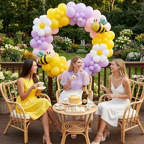 Bee Balloon Garland Arch Kit 129Pcs Pink Purple Yellow Balloons - Product Imagery