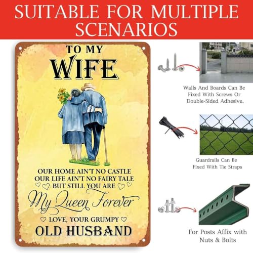 To My Wife My Queen Forever Vintage Aluminum Metal Sign, 8X12In, - Product Imagery