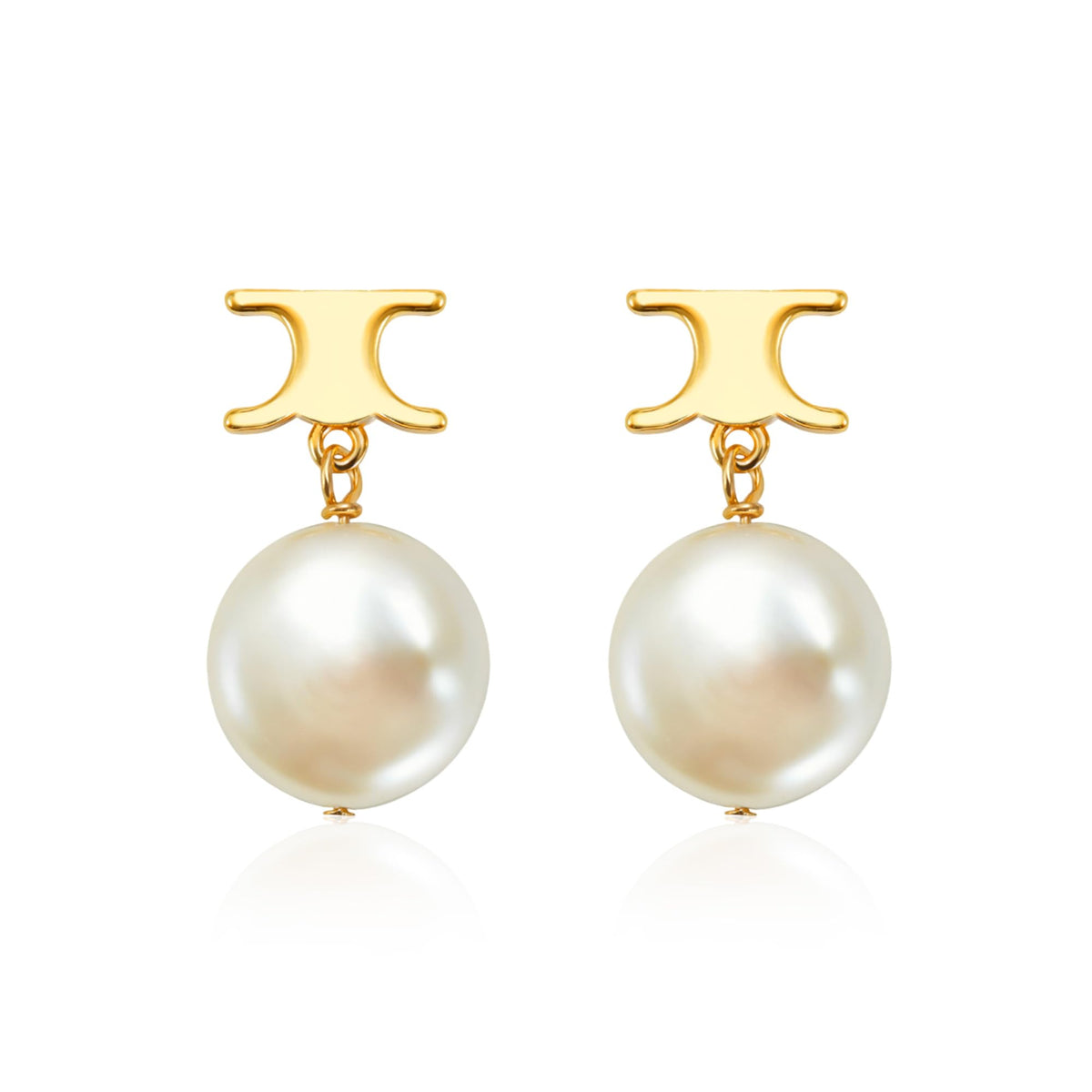 Baroque Pearl Drop Earrings for Women Gold Modern Stud 18K - IDOKAWA Official Imagery - 1