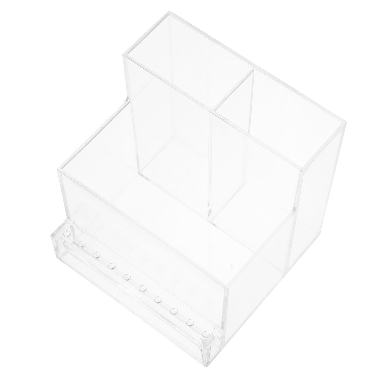 HEATSHAKING nail tool storage caddy with compartments, acrylic manicure organizer for nail care and makeup accessories.