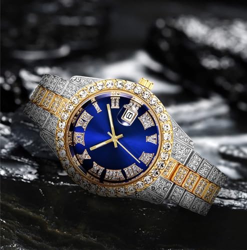 SENRUD Unisex Crystal Watch Luxury Stainless Steel Iced-Out - Product Imagery