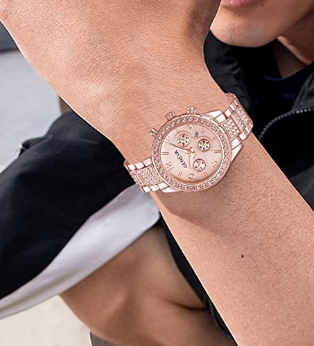 FANMIS Crystal Watch for Women Floating Diamonds Watch Bracelet - Product Imagery