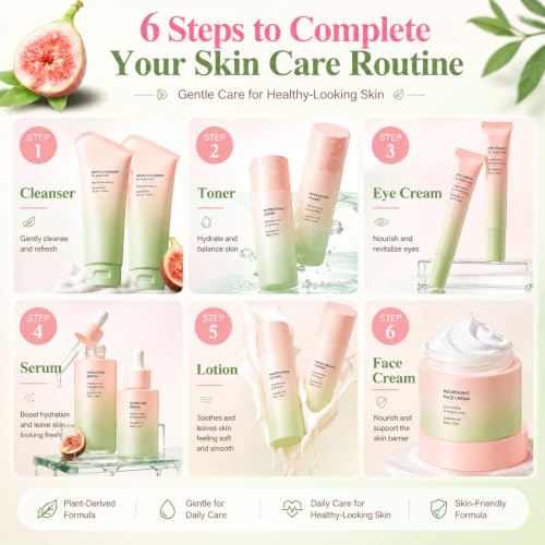 6PCS Figs Korean Skin Care Set, Moisturizing Korean Facial Kits - Product Imagery