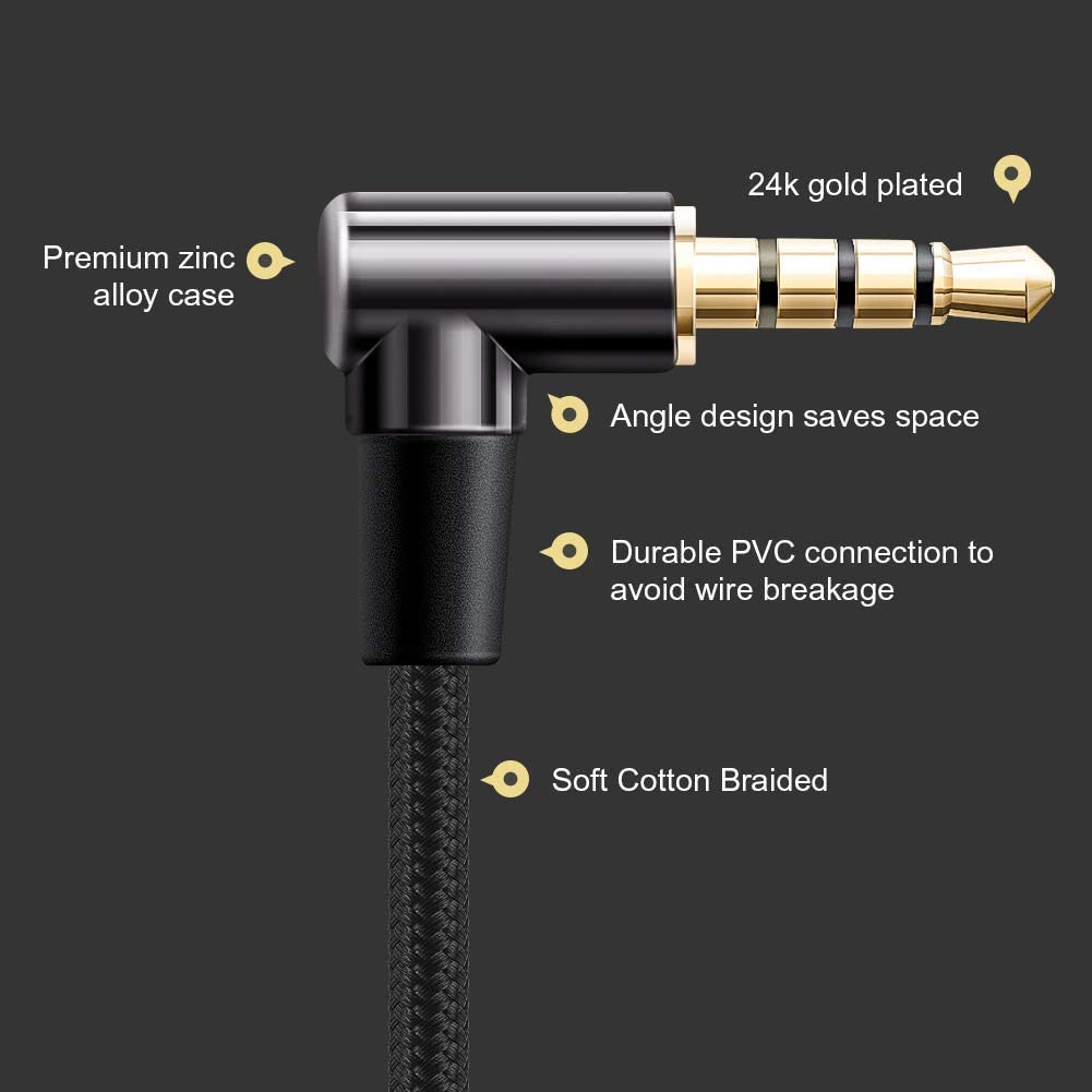 CableCreation 3.5mm Aux Cord 3FT/0.9m, 3.5MM Auxiliary HiFi Stere by CableCreation - Angle View 3