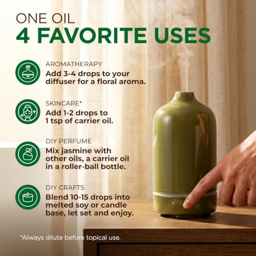 100% Pure Jasmine Essential Oil for Skin & Diffuser - 4 Fl Oz - Product Imagery